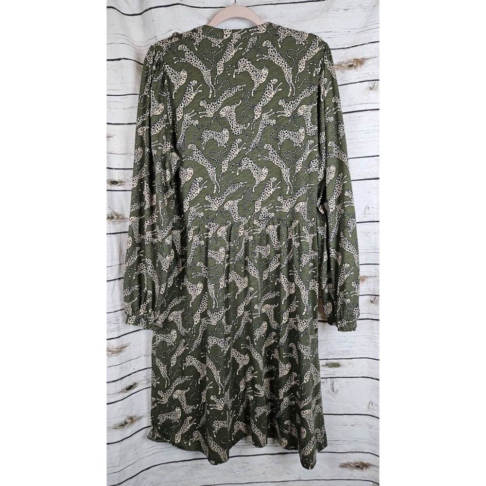 Boden Naomi Relaxed Jersey Knit Dress Leopard Olive Green 16-18 Animal Print NEW - Picture 6 of 11